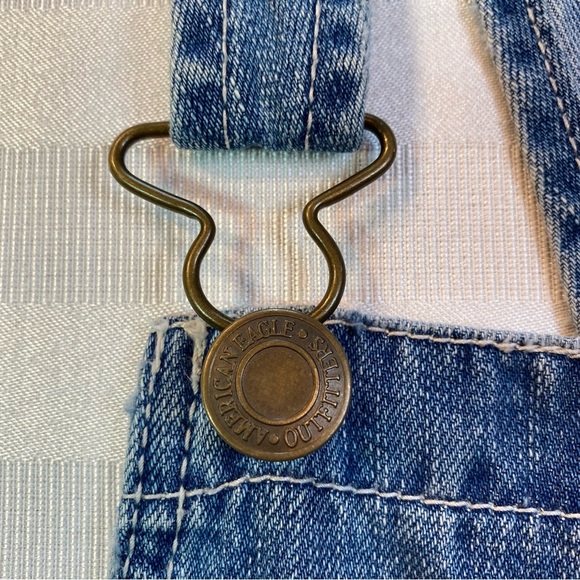 American Eagle Denim Short Overalls Shortalls Size S/P Frayed Hem Women’s GUC. - Picture 14 of 16